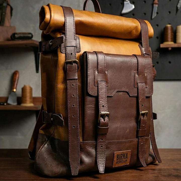 Morral en cuero tipo rolltop Valley 1
