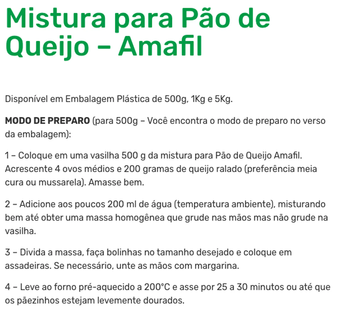 Mezcla para pão de queijo Amafil 2
