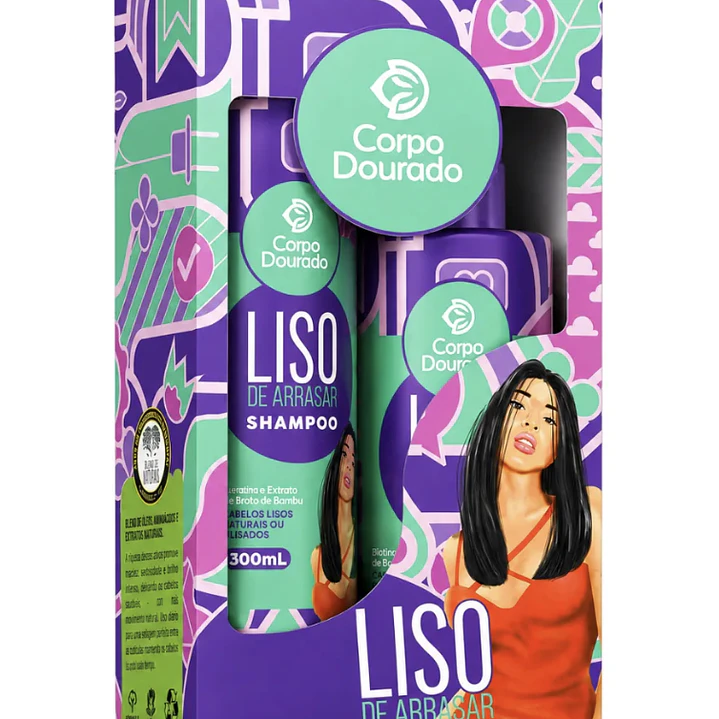 Kit Shampoo y Acondicionador Corpo Dourado Liso de Arrasar 1