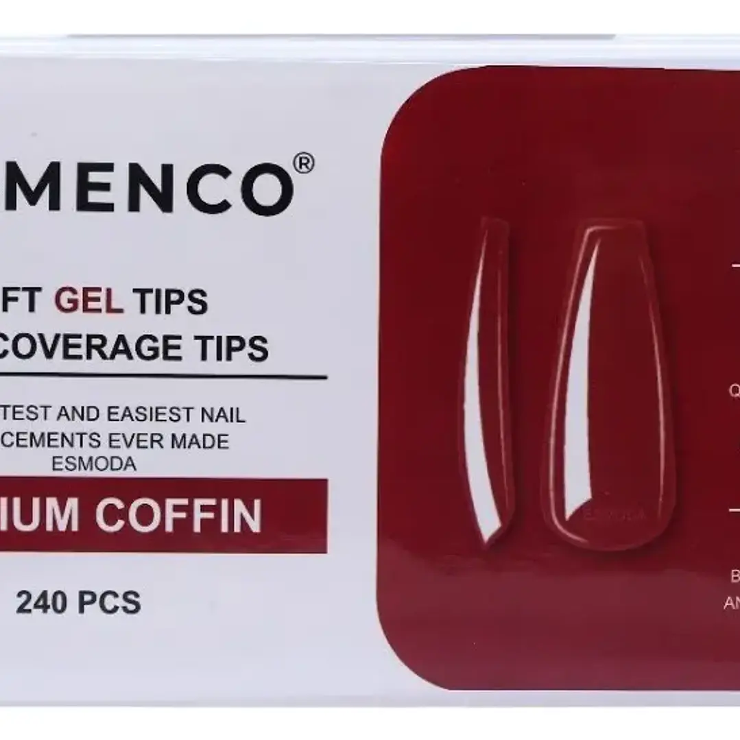 Tips Soft Gel Medium Coffin sin Limar 240 pcs Flamenco 1