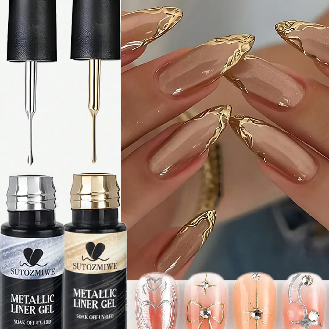 Esmalte en Gel Línea Metálica Dorado y Plateado 5 ml 1