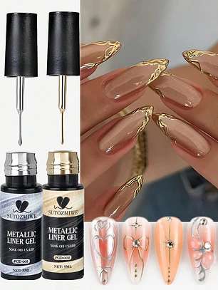 Esmalte en Gel Línea Metálica Dorado y Plateado 5 ml