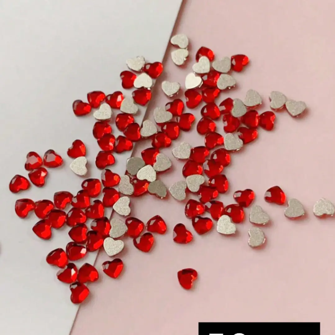 Strass Corazón para Uñas 50 Piezas Rojo 1