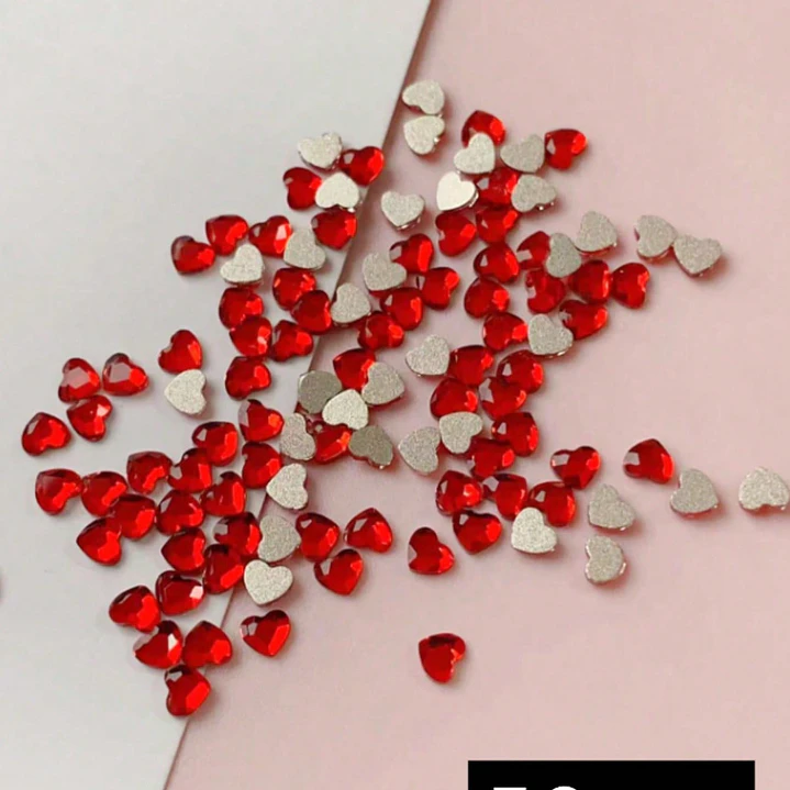 Strass Corazón para Uñas 50 Piezas Rojo 1