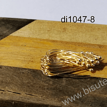 vastago baño de oro de bolita, 30 mm, set de 10 unidades