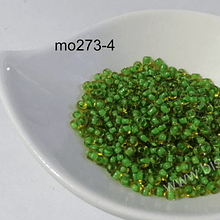 Mostacilla verde cristal, 8/0 (3 mm), bolsa de 50 grs.