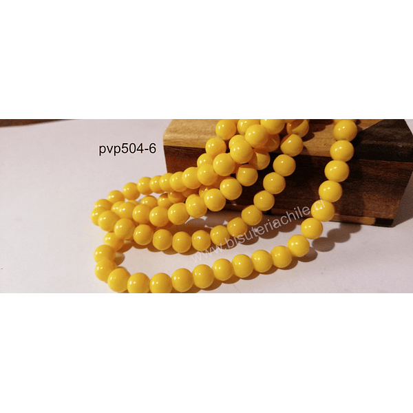 Perla de vidrio 8 mm color amarillo tira de 53 unidades