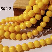 Perla de vidrio 8 mm color amarillo tira de 53 unidades