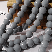 Perla de vidrio 8 mm color gris tira de 53 unidades