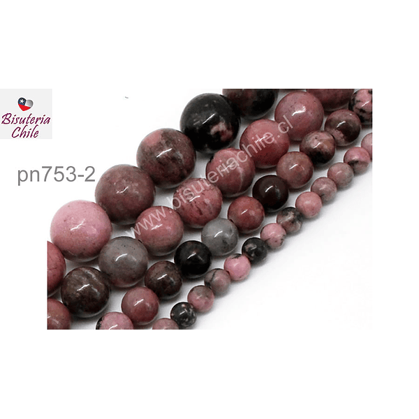 Rodonita 8,5 mm, de 45 piedras aprox.