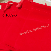 Bolsa de terciopelo rojo, 120 x 85 mm, set de 5 unidades