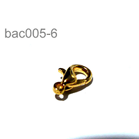 Gancho mosquetón con baño de oro, 15 x 8 mm, por unidad