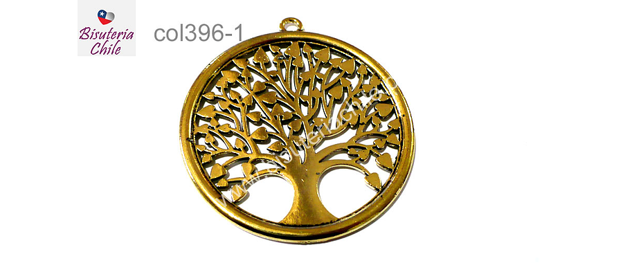 Colgante dorado en forma de árbol de la vida, 53 mm de diámetro, por unidad