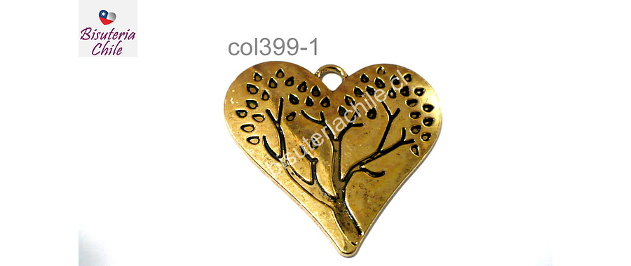 Colgante dorado en forma de corazón 46 x 43 mm, por unidad
