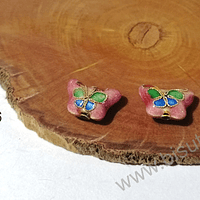 Perla española en forma de mariposa rosada, 15 x 10 mm,  set 3 unidades 