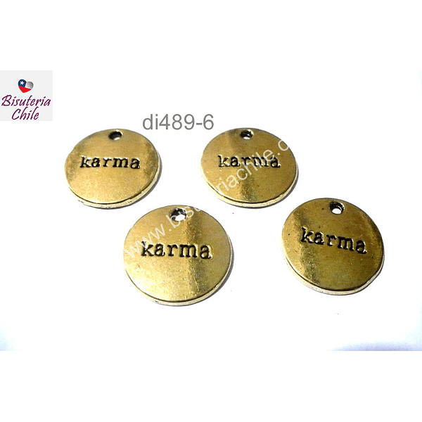 Dije dorado "karma", 20 mm de diámetro, set de 4 unidades