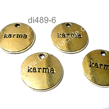 Dije dorado "karma", 20 mm de diámetro, set de 4 unidades