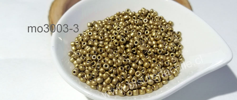 mostacilla dorado opaco de 8/0 (3mm), sobre de 20 grs