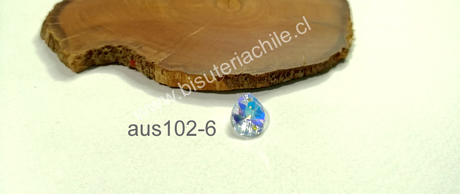 Cristal austriaco en forma de gota transparente tornasol, 12 x 10 mm, por unidad