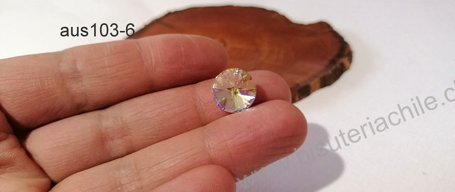 Cristal ribolí austriaco color transparente tornasol, 12 mm de diámetro, por unidad