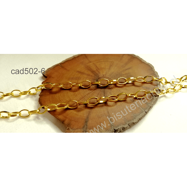 Cadenas, cadena dorada, eslabón de 10 x 7 mm, por metro