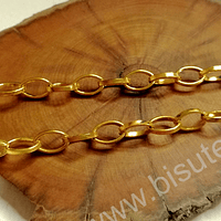 Cadenas, cadena dorada, eslabón de 10 x 7 mm, por metro