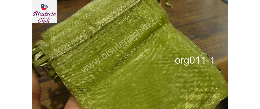Bolsa de organza verde musgo,7x9 , set de 10 unidades