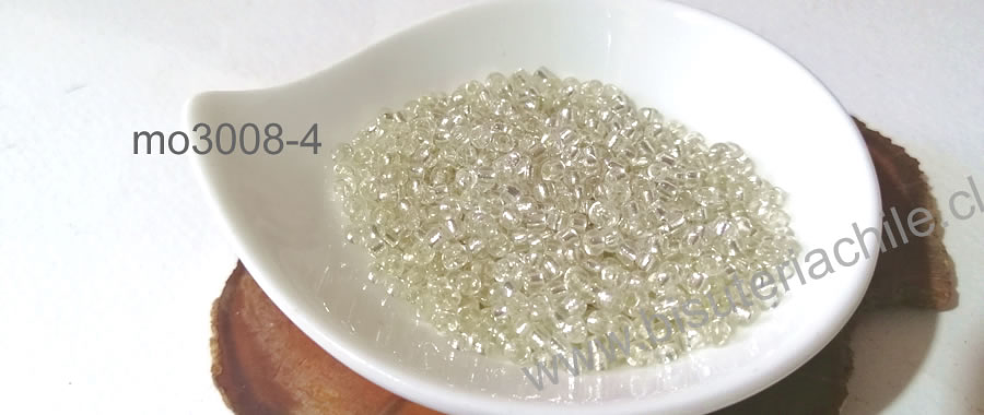 Mostacilla transparente cristal de 8/0 (3 mm), set de 50 grs.