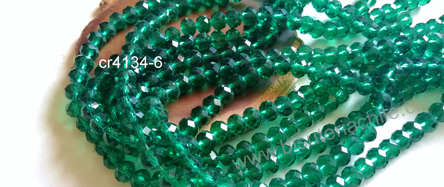 Cristal verde de 8mm por 6mm, tira de 69 unidades aprox