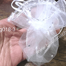 Set de bolsas de organza redonda blanca, 25 cm de diámetro, set de 10 unidades