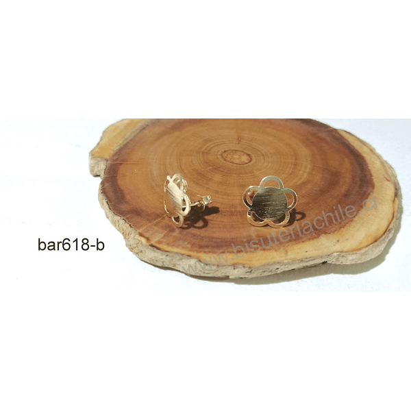 Base de aro baño de oro en forma de flor, 14 mm, por par