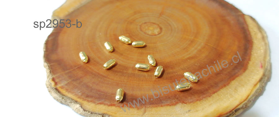 separador baño de oro, 5 x 2 mm, agujero de 1 mm, set de 1 grs. (11 aprox)