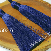 Borlas, Borla gruesa 1 era calidad, de hilo de seda color azul marino, 7 cm de largo, set de 2 unidades