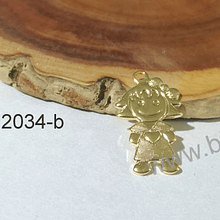 Dije baño de oro en forma de niña, 22 x 12 mm, por unidad