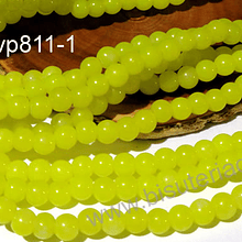 Perla de vidrio 6 mm amarillo, tira de 72 piedras aprox