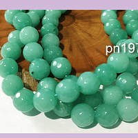 Agatas, Agata de 10 mm, facetada color jade tira de 37 piedras aprox.