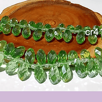cristal en forma de gota, facetado color verde, 12 mm de largo por 6 mm de ancho, set de 10 unidades
