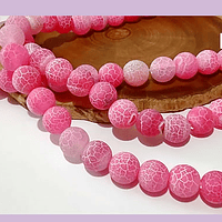 Agatas, Agata frosting 8 mm, en color rosado, tira de 46 piedras aprox
