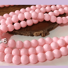 Perla de vidrio 8 mm color rosado tira de 53 unidades