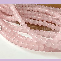 Perla de vidrio  rosado claro 6 mm tira de 72 piedras aprox
