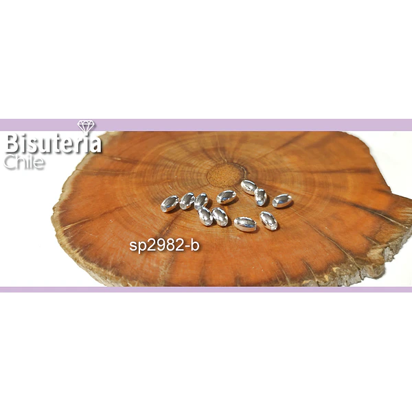 Separador baño de plata, 4 x 4 mm, agujero de 1,5 mm, set de 10 unidades