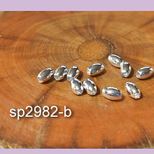 Separador baño de plata, 4 x 4 mm, agujero de 1,5 mm, set de 10 unidades