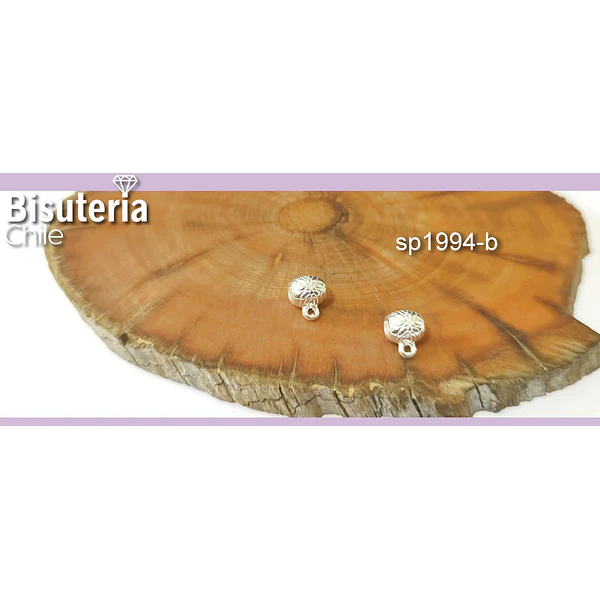 Separador baño de plata con diseño, con argolla para dijes, 5 x 6 mm agujero de 2,5 mm, set de 2 unidades