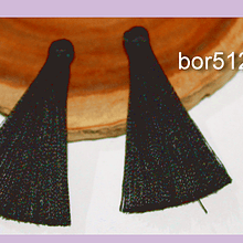 Borlas, Borla de hilo de seda chica , color negro 3.5 cm de largo, set de dos. 