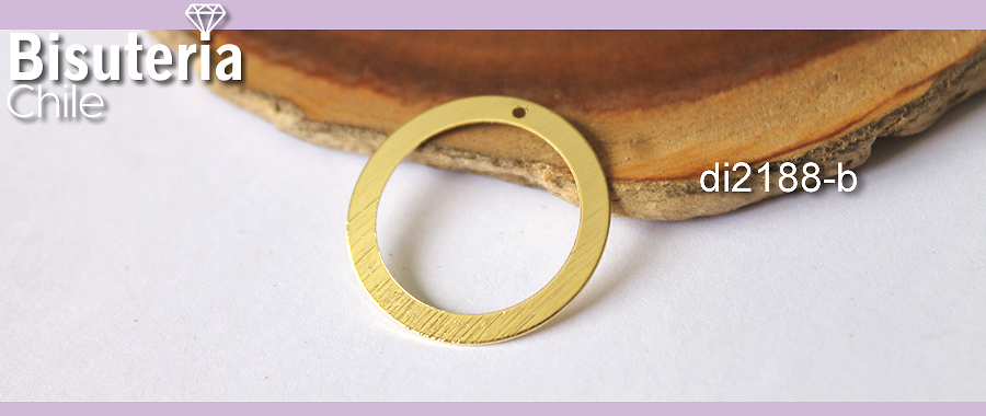Colgante circular, baño de oro, con agujero superior, 22 mm y 3 mm de ancho, por unidad