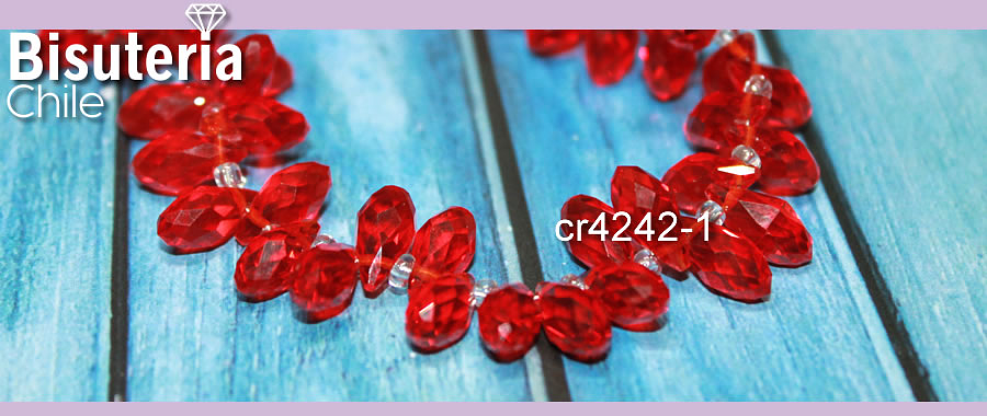 cristal en forma de gota, facetado color rojo, 12 mm de largo por 6 mm de ancho, set de 10 unidades