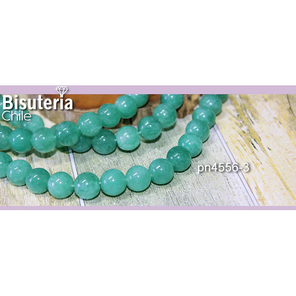 Jade verde de 10 mm, tira de 40 piedras aprox.