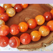 Agatas, Agata en tonos naranjos, 14 mm de diámetro tira de 12 piedras aprox