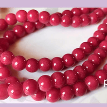 Perla de vidrio pintado 8 mm color rojo cherry tira de 54 unidades