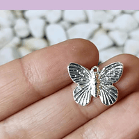 Dije baño de plata en forma de mariposa, 18 x 15 mm, por unidad